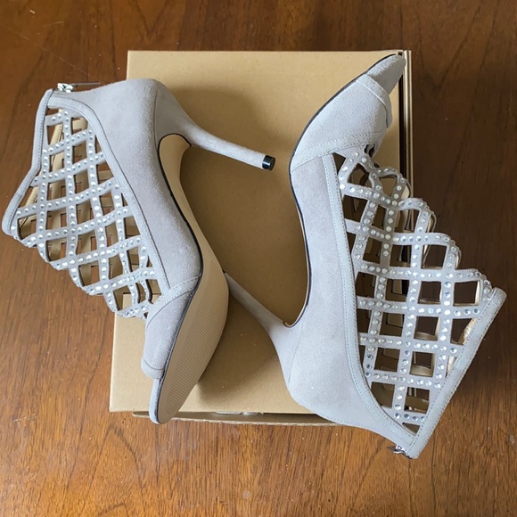 23:01 - Michael Kors Embellished Suede Cage Booties - Picture 6 of 10